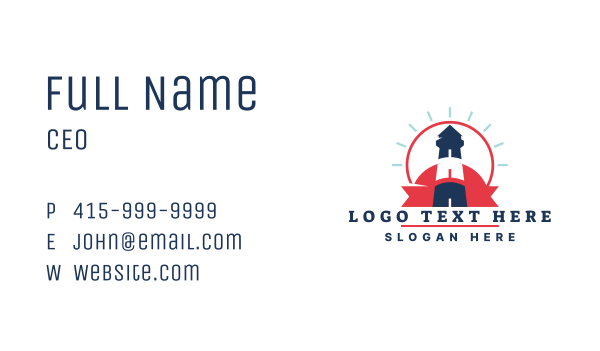 Sun Lighthouse Tower Business Card Design Image Preview