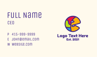 Colorful Letter E Business Card