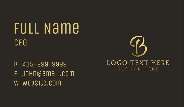 Elegant Script Letter B Business Card Design Image Preview