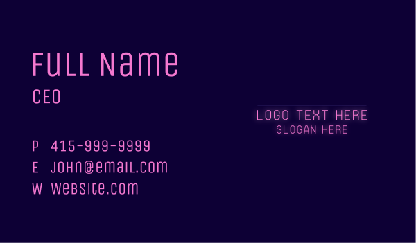 Neon Digital Gaming Wordmark Business Card Design Image Preview