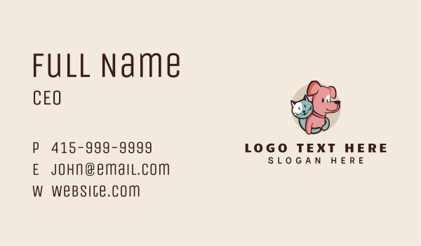 Cat & Dog Pet Grooming Business Card Design Image Preview