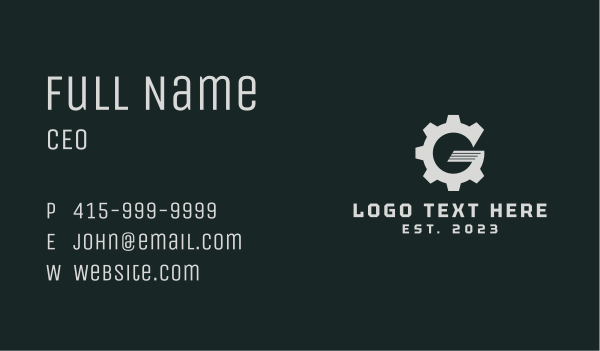 White Gear Machine Letter G Business Card Design Image Preview