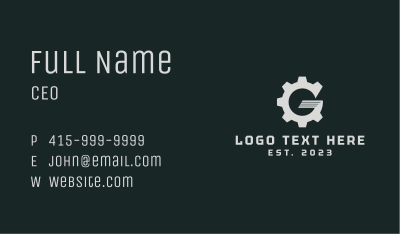 White Gear Machine Letter G Business Card Image Preview