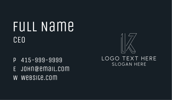 Elegant Geometric Letter K Business Card Design Image Preview