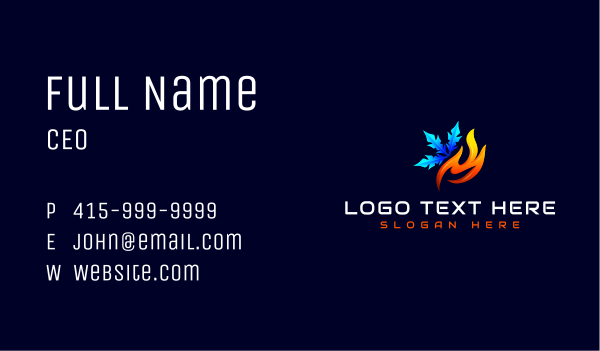 HVAC Ice Fire Business Card Design Image Preview