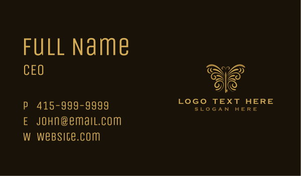 Stylish Butterfly Key Business Card Design Image Preview