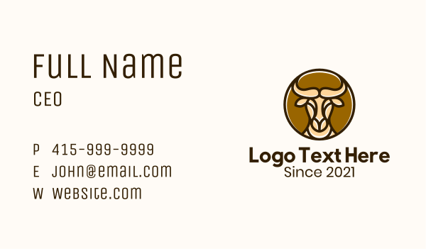 Minimalist Water Buffalo  Business Card Design Image Preview