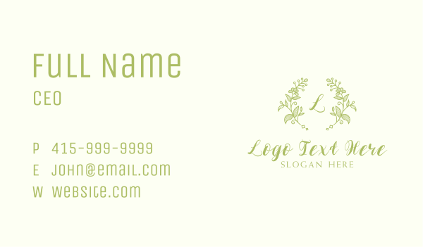 Green Beauty Plant Wreath Business Card Design Image Preview