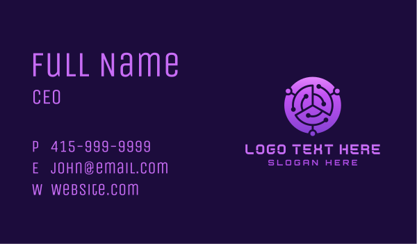 Purple Round Circuit Business Card Design Image Preview