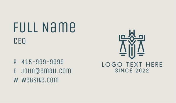 Justice Scale Sword Business Card Design Image Preview