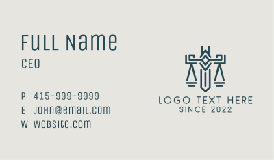 Justice Scale Sword Business Card