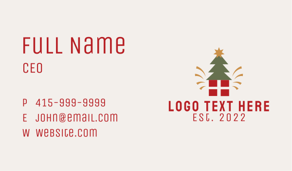 Christmas Tree Present Business Card Design Image Preview