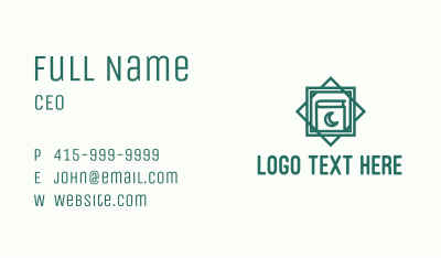 Green Islamic Quran Monoline Business Card Image Preview