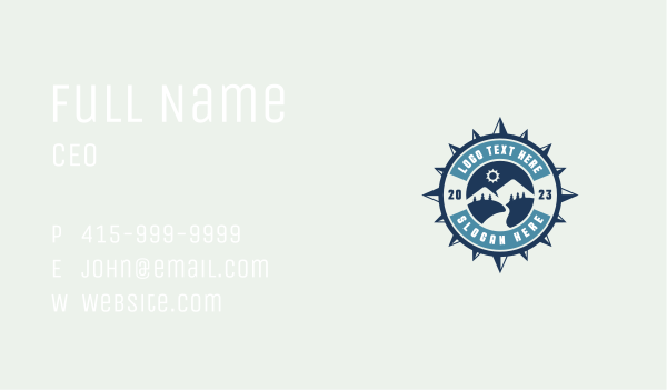 Mountain Hiking Compass Business Card Design Image Preview