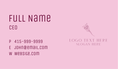 Pink Bouquet Line Art Business Card Image Preview