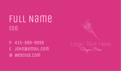 Pink Bouquet Line Art Business Card