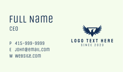 Blue Triangular Eagle Business Card Image Preview
