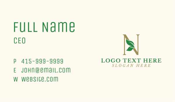 Nature Leaves Letter N Business Card Design Image Preview
