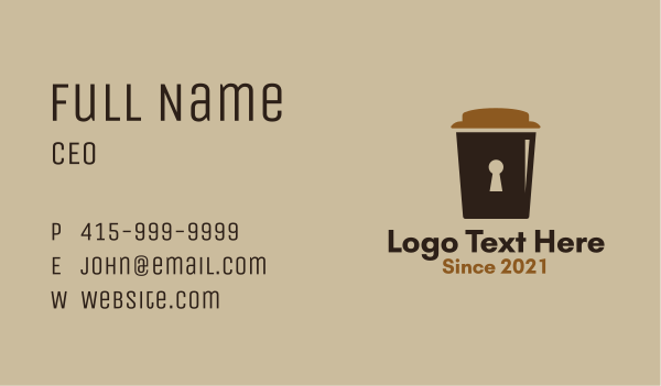 Coffee Cup Lock  Business Card Design Image Preview