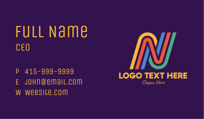 Colorful Retro Lines Letter N Business Card