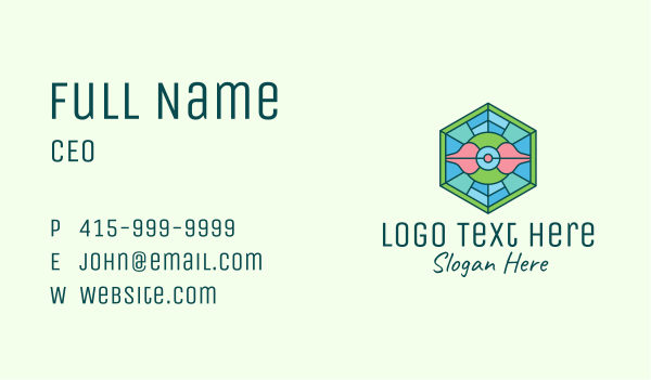 Hexagonal Rose Stained Glass Business Card Design Image Preview
