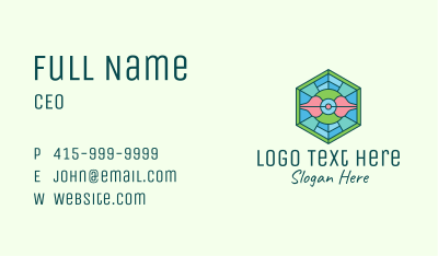 Hexagonal Rose Stained Glass Business Card Image Preview