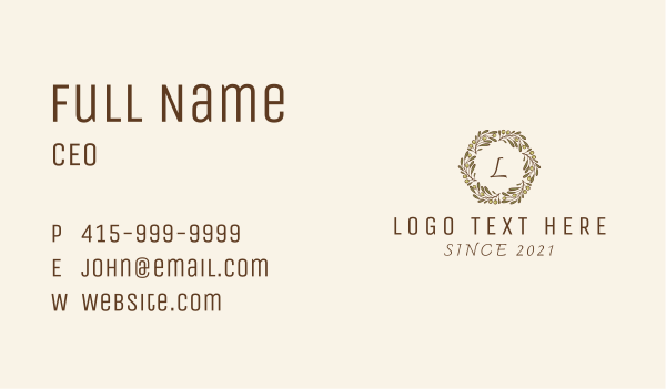Organic Natural Wreath  Business Card Design Image Preview