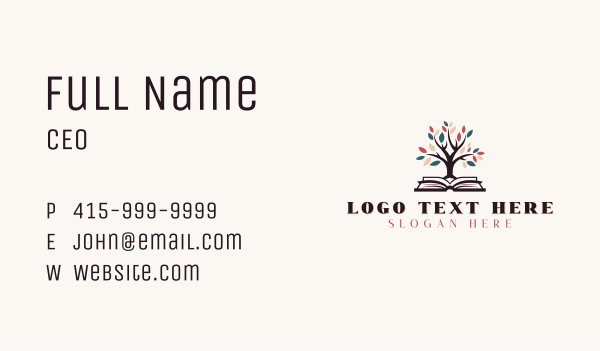 Educational Learning Book Tree Business Card Design Image Preview