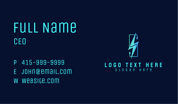 Lightning Volt Plug Business Card Design Image Preview