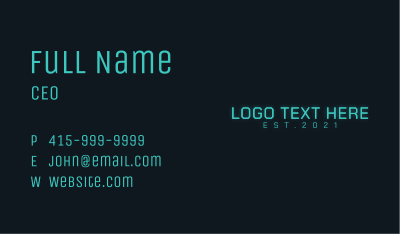 Blue Neon Wordmark  Business Card Image Preview