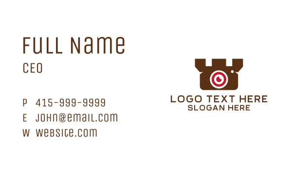 Brown Castle Camera Business Card Design Image Preview
