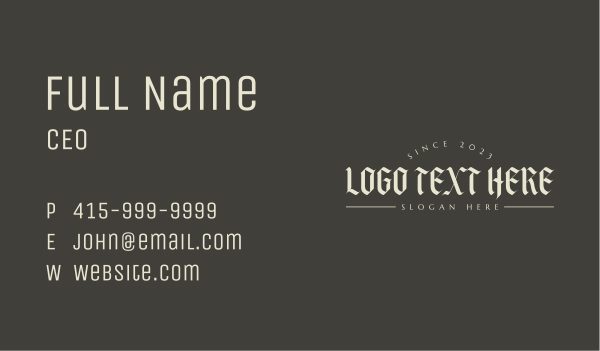 Classic Tattoo Wordmark Business Card Design Image Preview