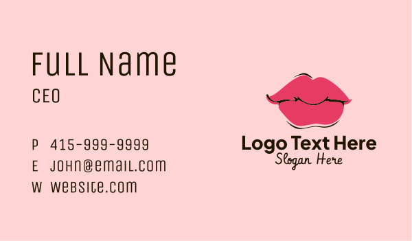 Pink Lips Makeup Business Card Design Image Preview