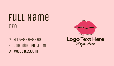 Pink Lips Makeup Business Card Image Preview