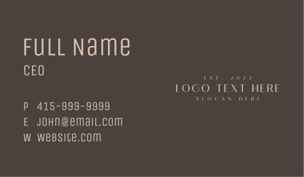 Luxury Lifestyle Wordmark Business Card Design