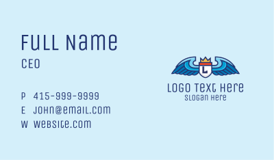 Winged Crowned Shield Lettermark Business Card
