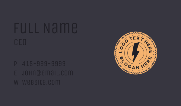 Electrical Thunder Bolt Business Card Design Image Preview