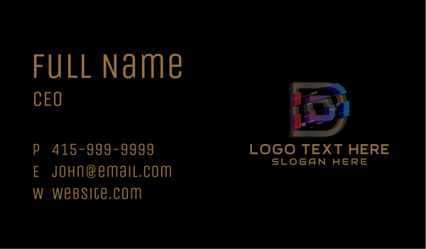 Gradient Glitch Letter D Business Card Design Image Preview