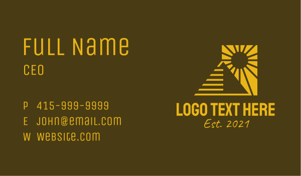 Golden Sunset Pyramid  Business Card Design Image Preview