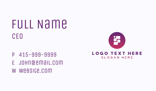 Cyber Technology Letter F Business Card Design Image Preview