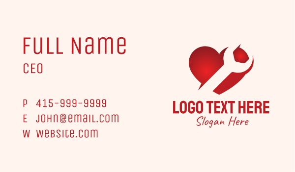 Red Heart Repair Business Card Design Image Preview