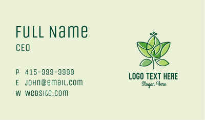 Minimalist Green Leaf  Business Card Image Preview