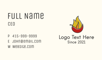 Fire Chilli Pepper  Business Card Image Preview