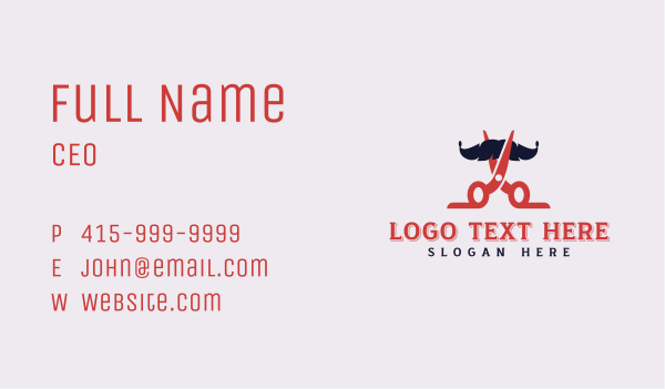 Mustache Barber Shears Business Card Design Image Preview