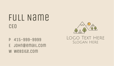 Monoline Mountain Camping Scene Business Card Image Preview