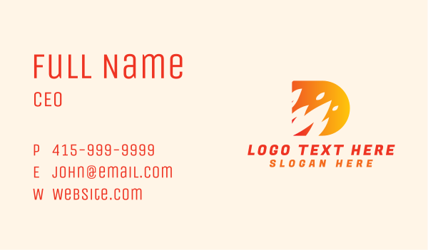 Orange Fire Letter D Business Card Design Image Preview