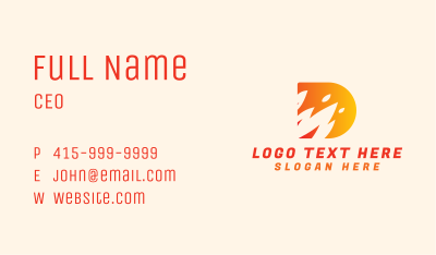 Orange Fire Letter D Business Card Image Preview