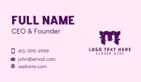 Purple Glitch Letter M Business Card Image Preview
