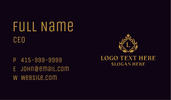 Floral Shield Hotel Business Card Design Image Preview