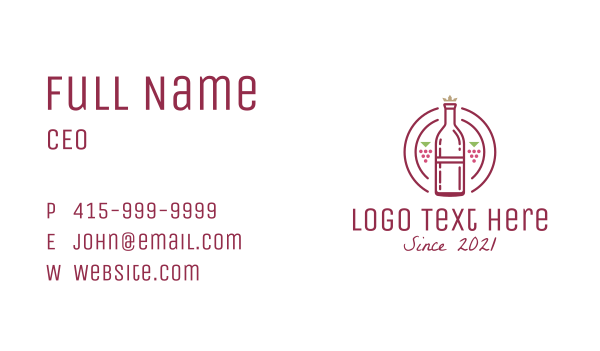 Grape Wine Bottle Business Card Design Image Preview